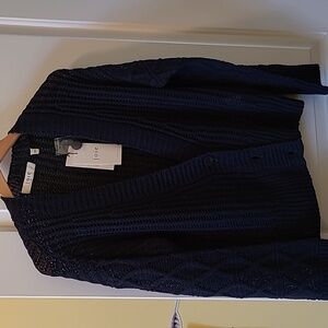 NWT joie size small open-knit cotton linen blend cardigan